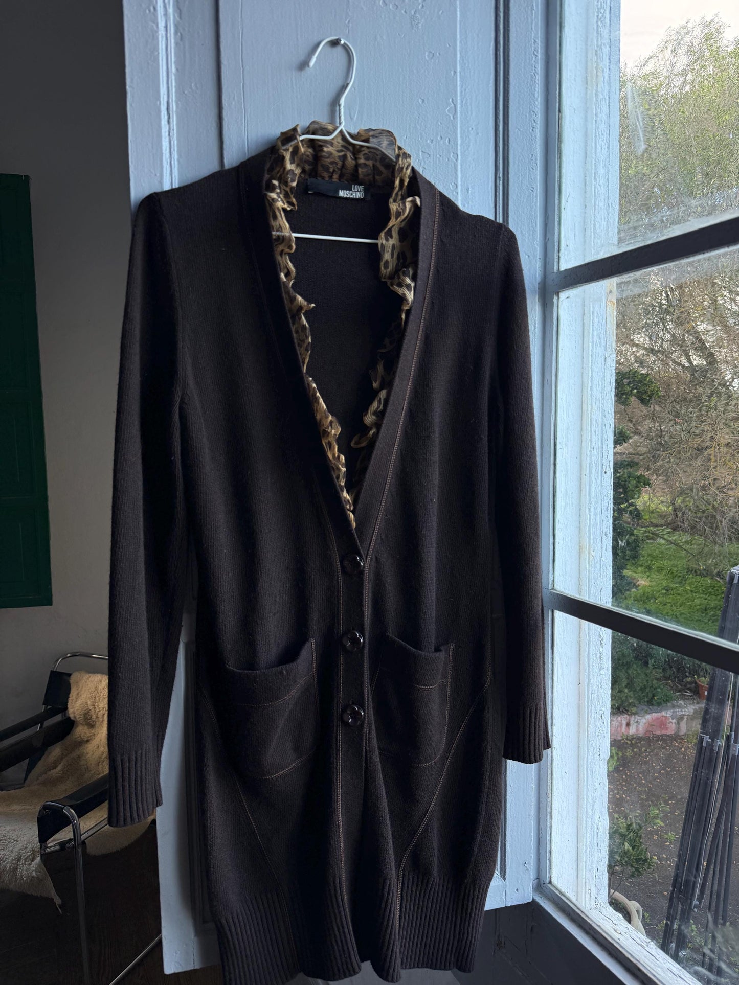 Vintage Love Moschino brown long woman vest, wool - cashmere - angora blend cardigan