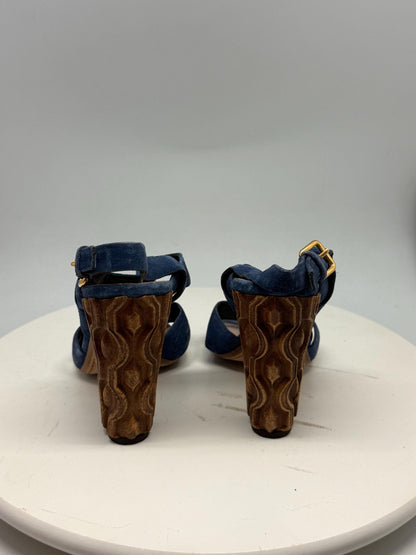 Vintage Miu Miu Blue Suede High Heels — additional view 6