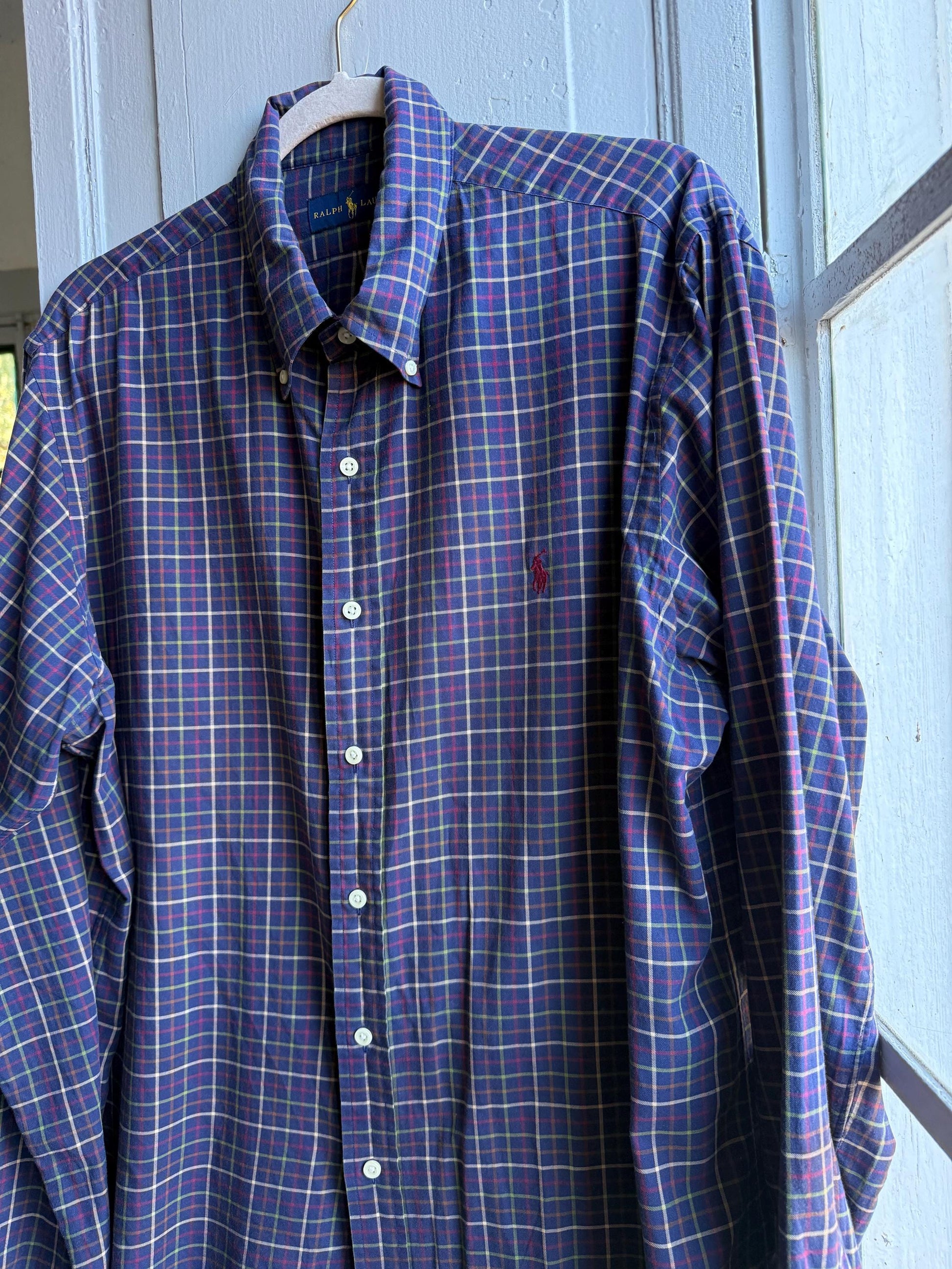 Vintage Ralph Lauren Blue Plaid Shirt — additional view 7