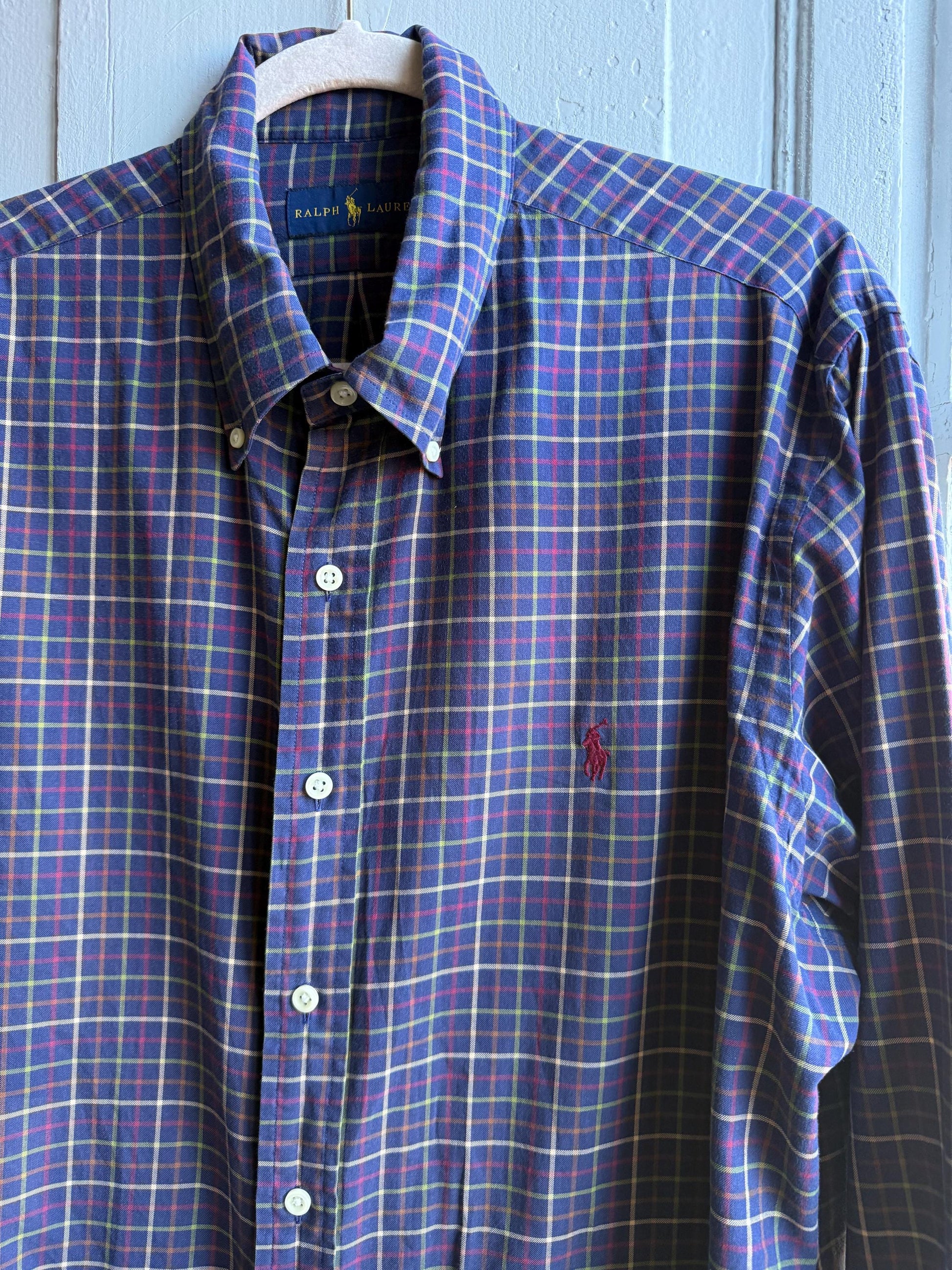 Vintage Ralph Lauren Blue Plaid Shirt — additional view 9