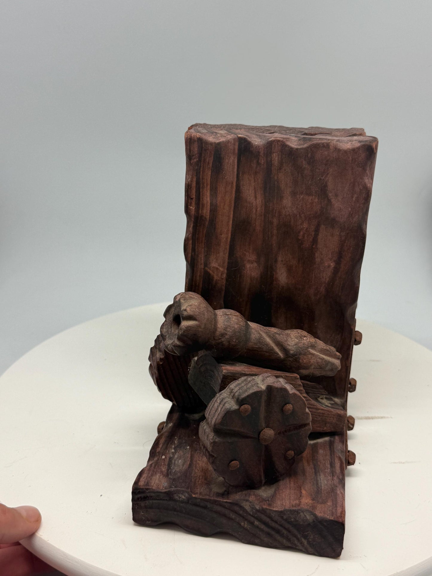 Brutalist Wooden Bookends, Vintage Spanish Design — additional view 5