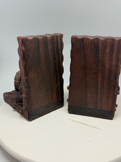 Brutalist Wooden Bookends, Vintage Spanish Design — additional view 9