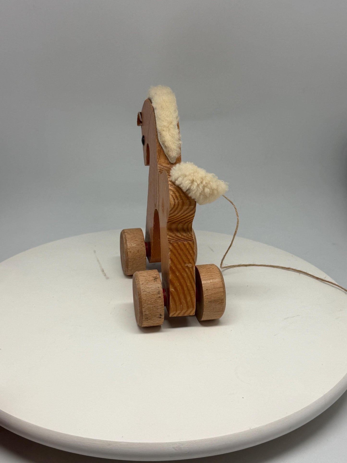 Handmade Vintage Wooden Rolling Playhorse — back view