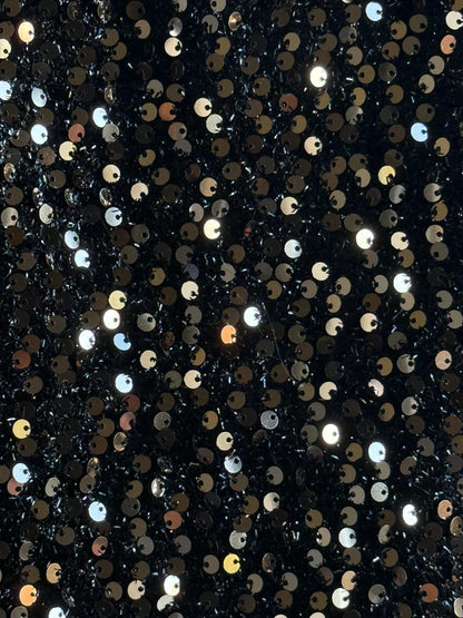 Black Sequin Skirt With Side Slit — back view