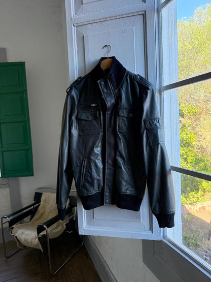 Rare Vintage Black Goat Leather Jacket — back view