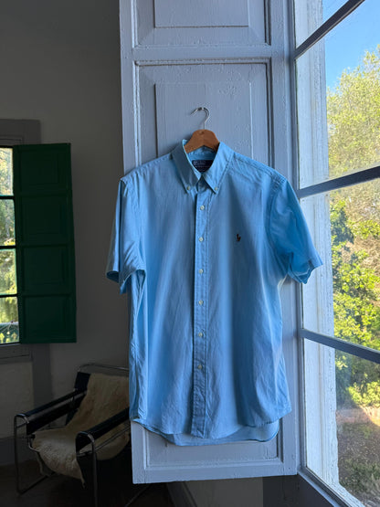 Ralph Lauren light blue polo men shirt, custom fit, Size 16, 40 - 41