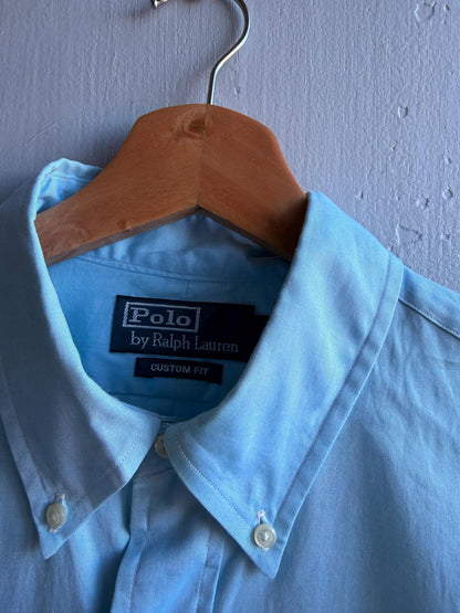 Ralph Lauren light blue polo men shirt, custom fit, Size 16, 40 - 41