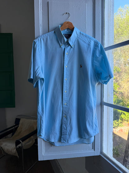 Ralph Lauren light blue polo men shirt, custom fit, Size 16, 40 - 41