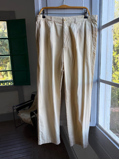 Burberry London Light Yellow Men's Trousers — fabric close-up