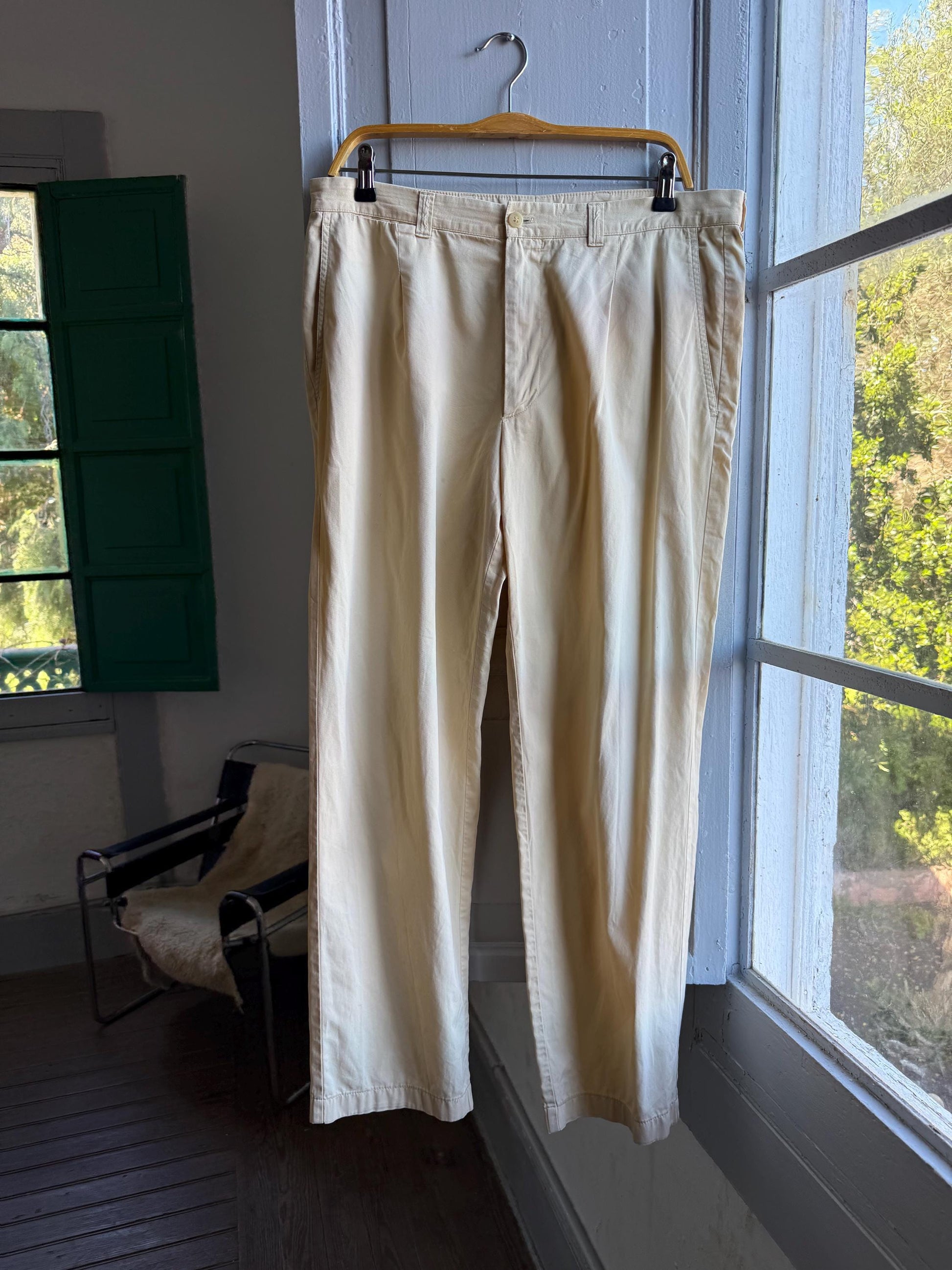 Burberry London Light Yellow Men's Trousers — back view
