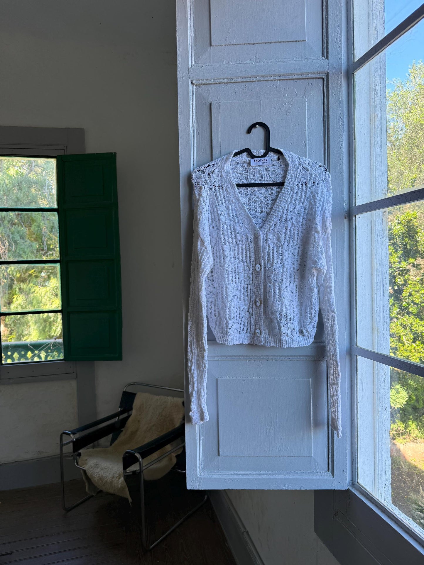 Vintage White Knit Vest With Pearl Buttons — additional view 6