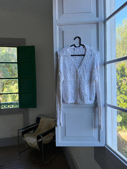 Vintage White Knit Vest With Pearl Buttons — additional view 6