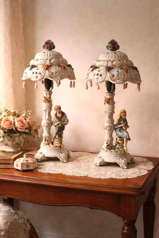Fornili Vintage Porcelain Floral Lamp