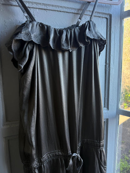 Grey Silk Jumpsuit by Spanish Designer — back view