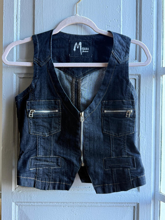Y2K Denim Gilet in 90s Style