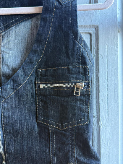 Y2K Denim Gilet in 90s Style — back view