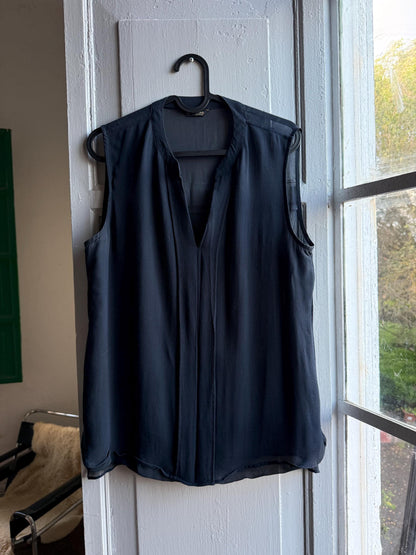 Dark Blue Sheer V-Neck Camisole — back view