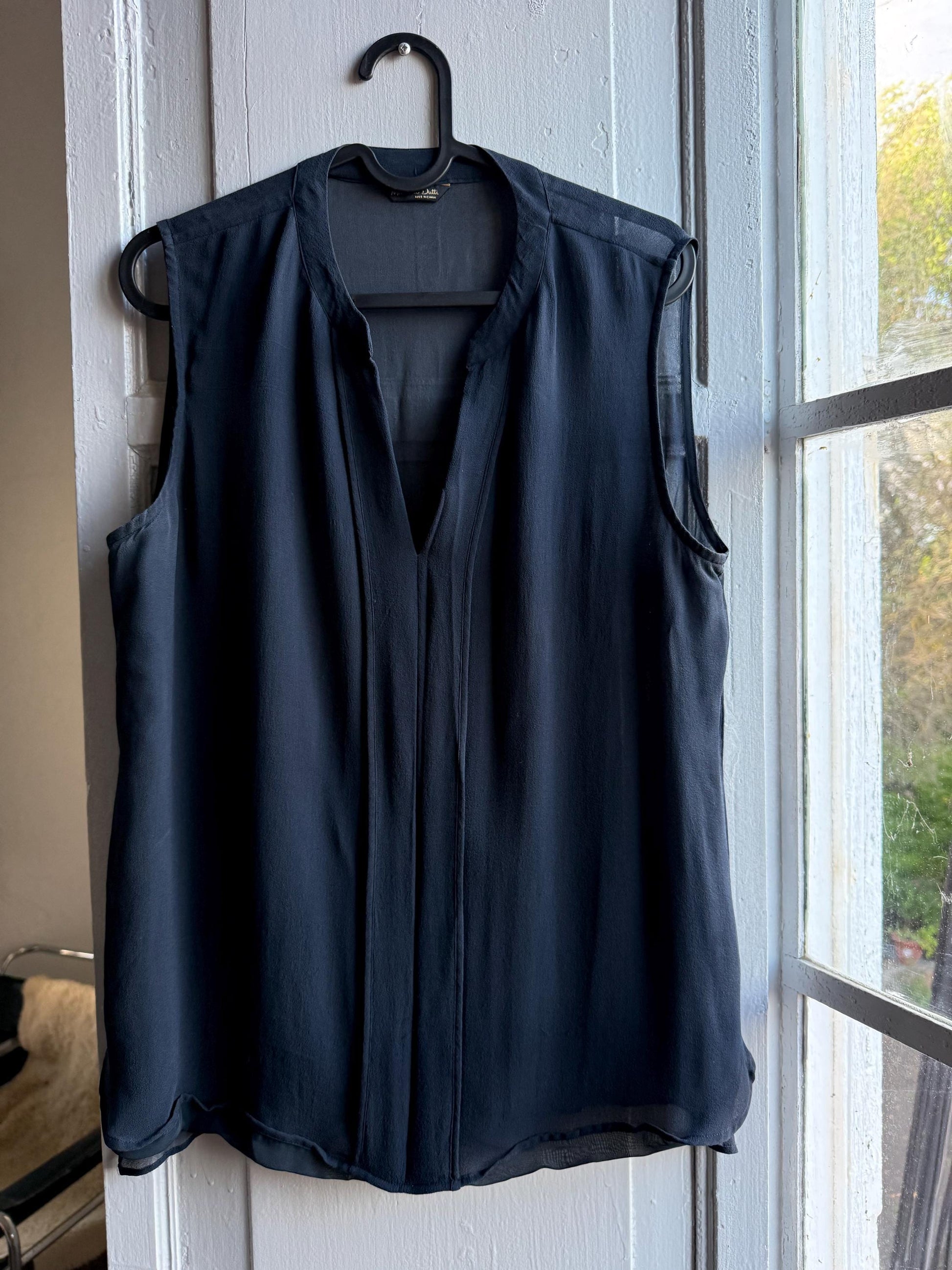 Dark Blue Sheer V-Neck Camisole — detail