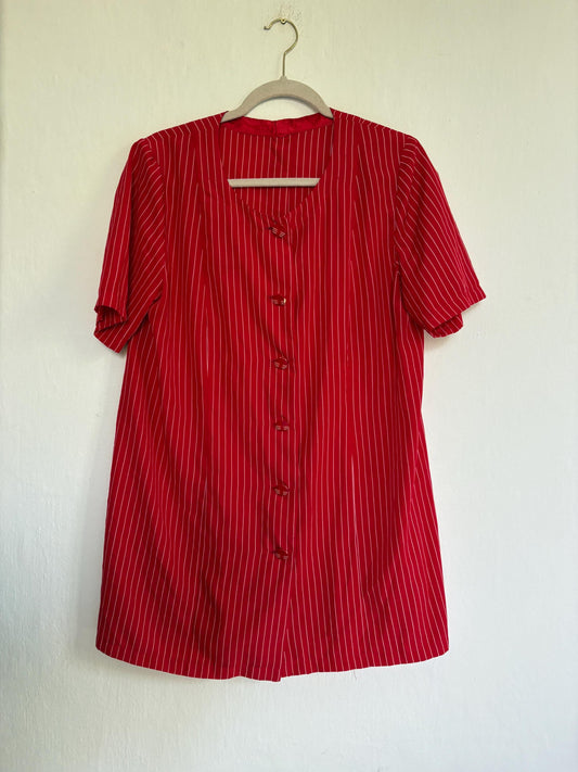 70s Vintage Red Striped Blouse — detail