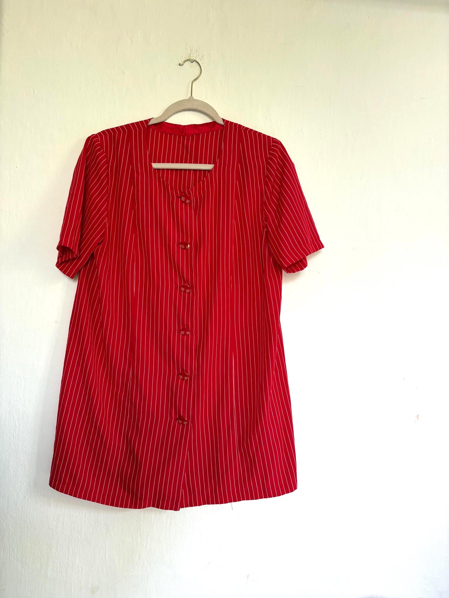 70s Vintage Red Striped Blouse — back view