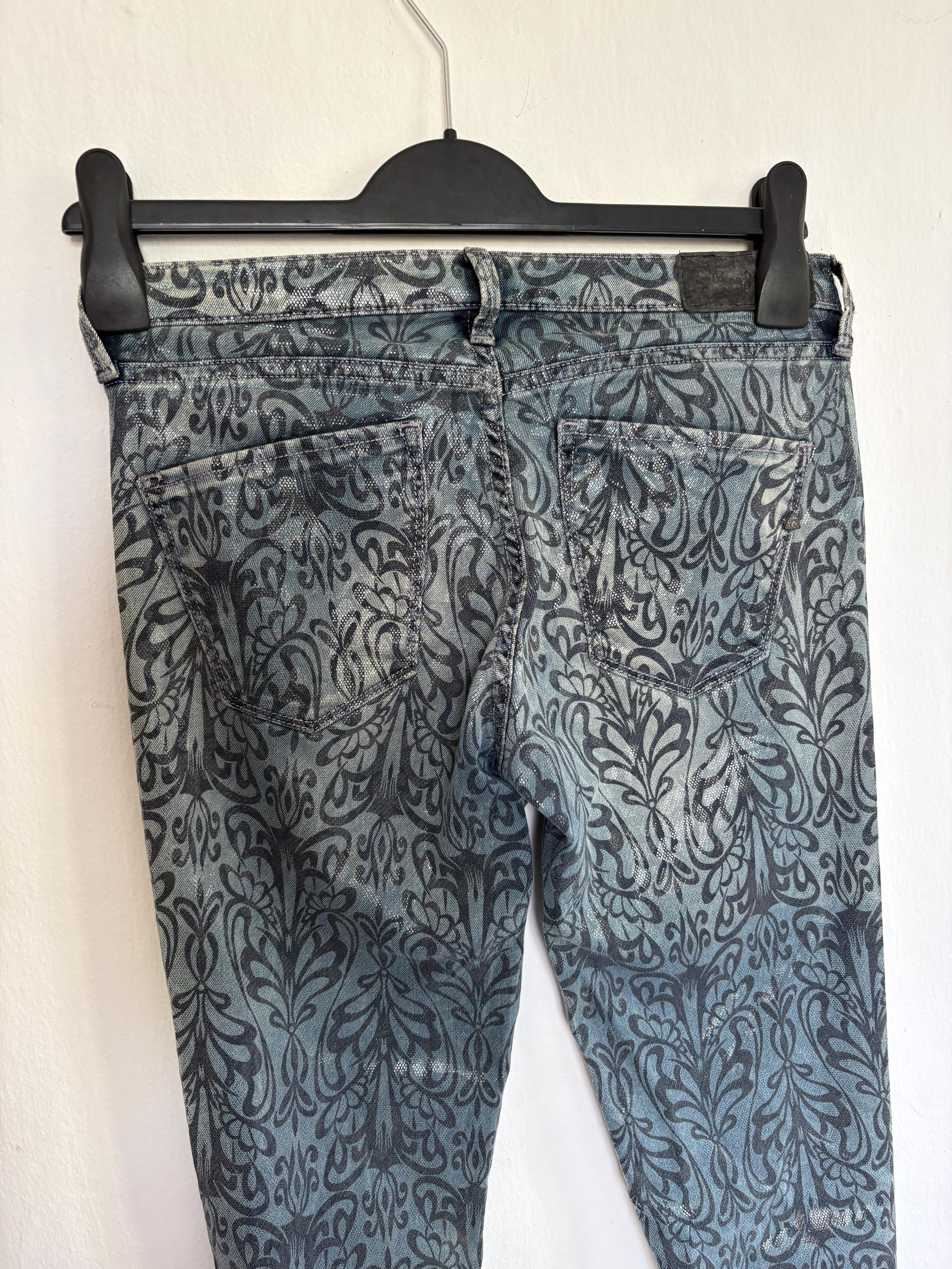 Blue Floral Skinny Jeans - Retro 90s Style — additional view 12