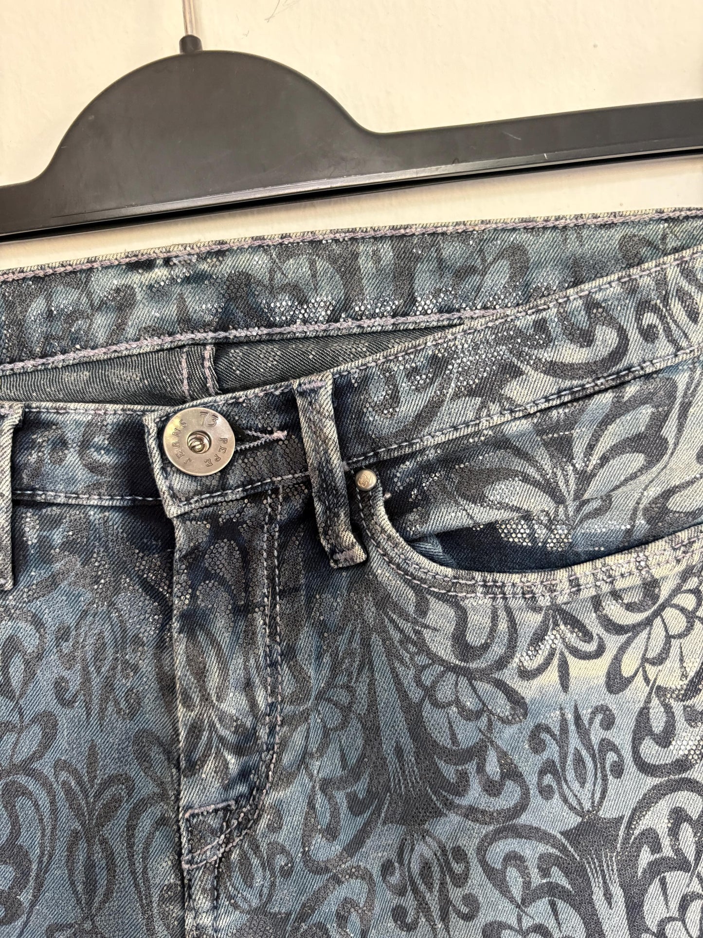 Blue Floral Skinny Jeans - Retro 90s Style — additional view 6