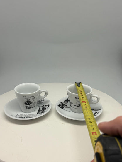 Vintage Bialetti Porcelain Espresso Cups Set — fabric close-up