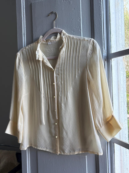 Silk Off-White Ruffled Blouse — detail
