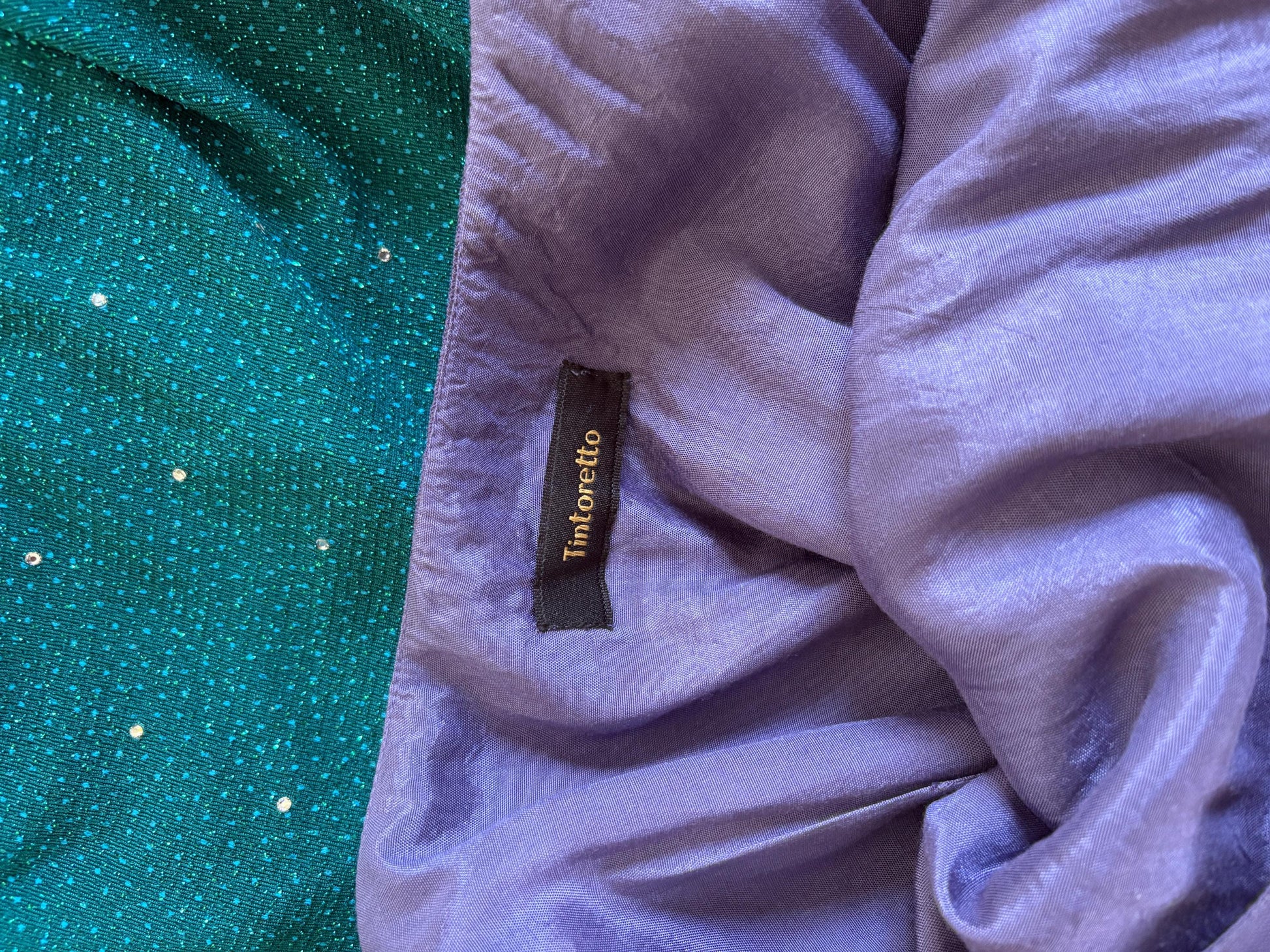 Vintage Purple Silk Beaded Dress With Velvet Strap — additional view 8