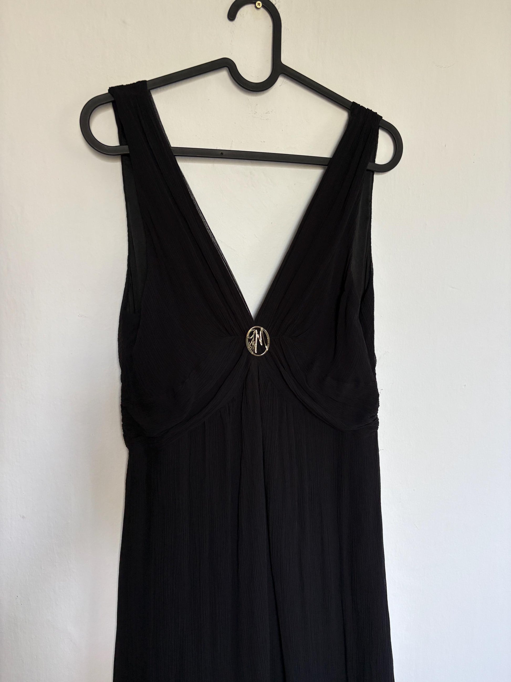 Guess by Marciano 100% silk black dress with deep v neckline, S