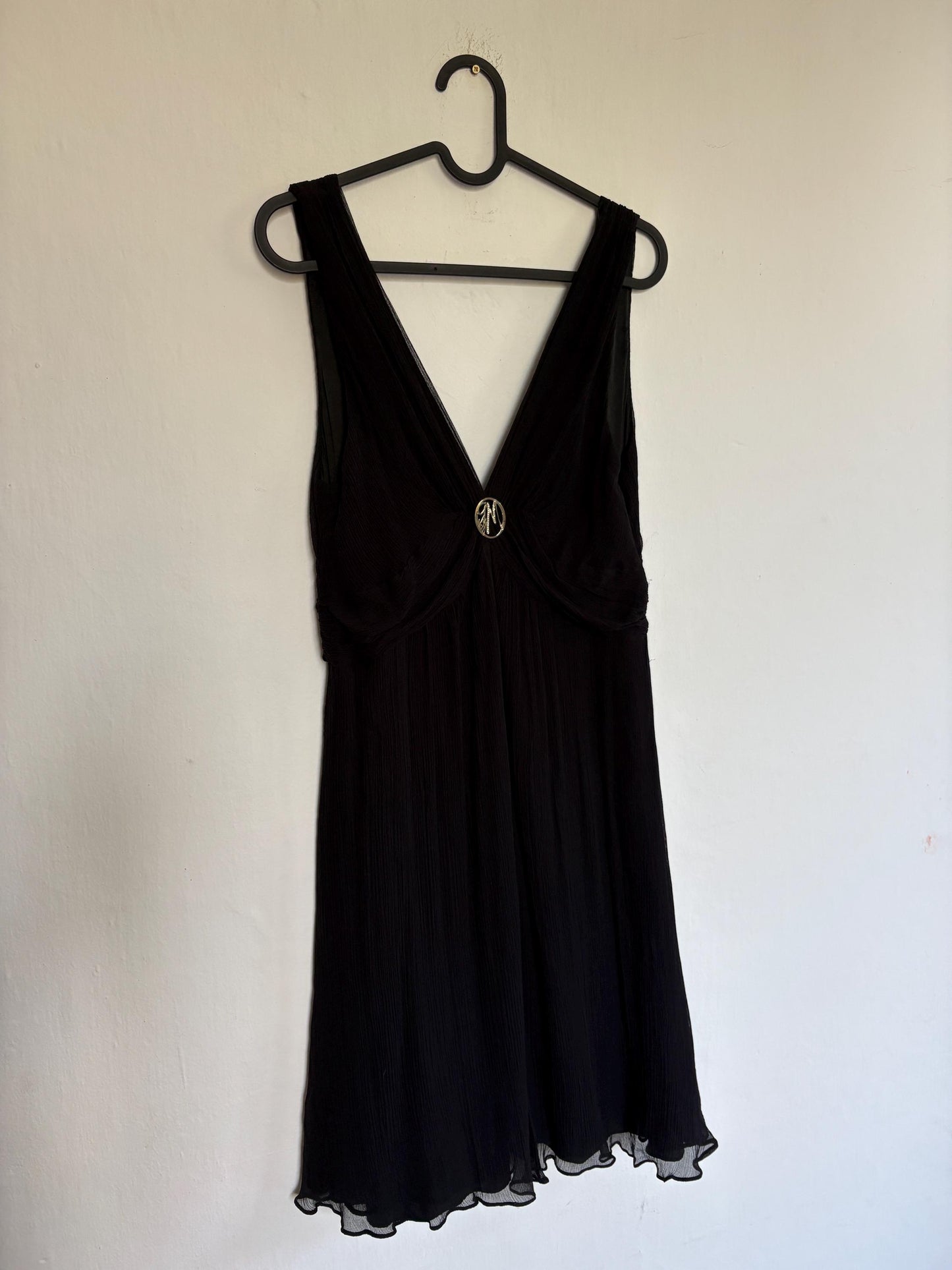 Guess by Marciano 100% silk black dress with deep v neckline, S