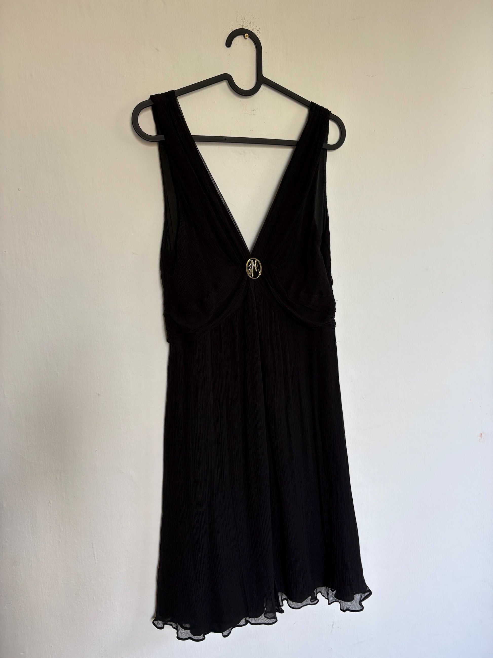 Guess by Marciano 100% silk black dress with deep v neckline, S