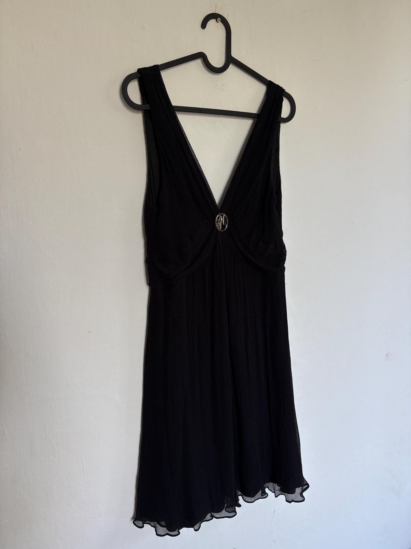 Guess by Marciano 100% silk black dress with deep v neckline, S