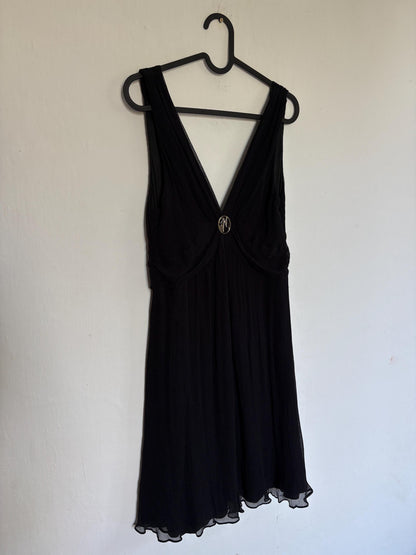 Guess by Marciano 100% silk black dress with deep v neckline, S