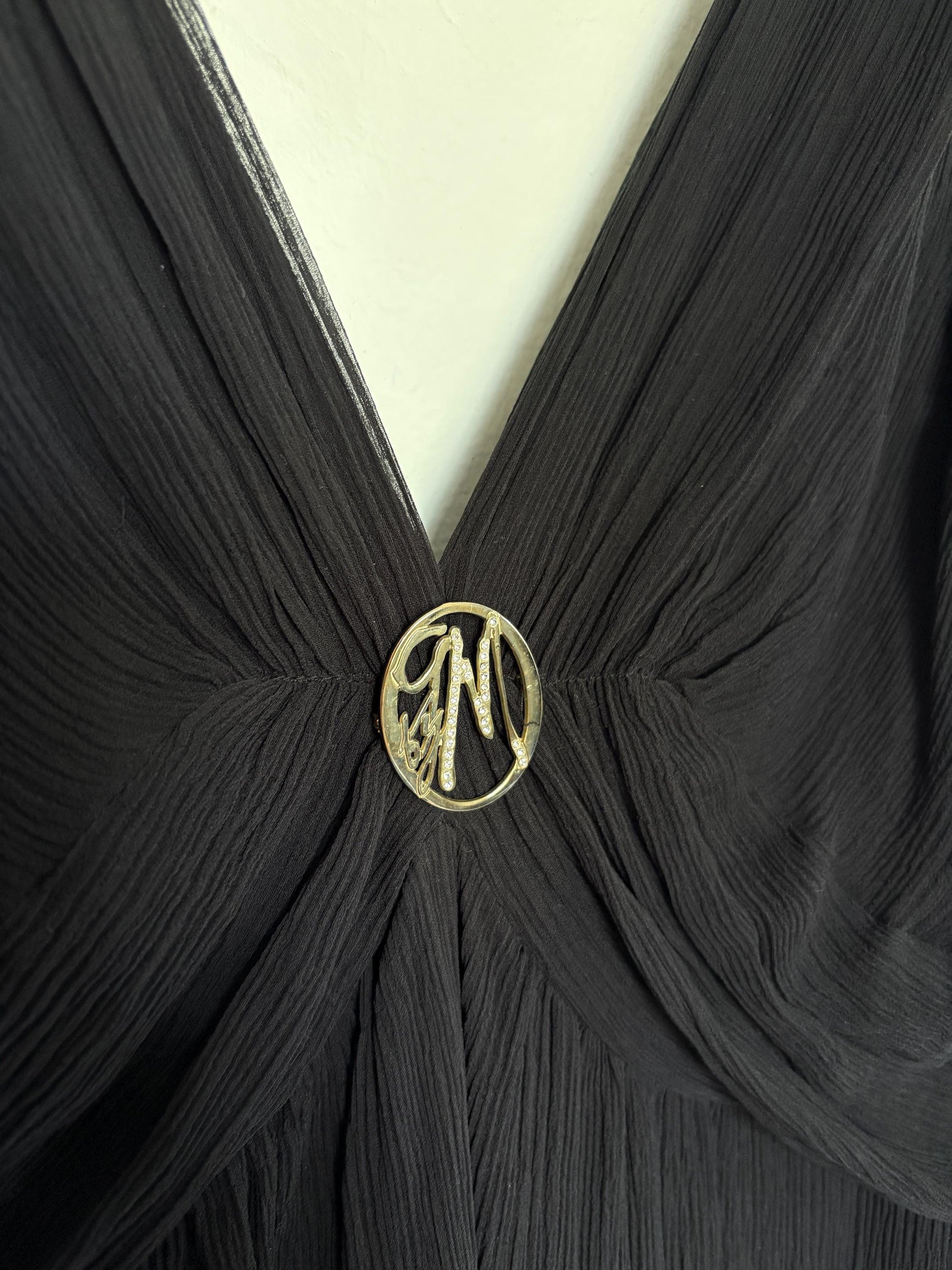 Guess by Marciano 100% silk black dress with deep v neckline, S