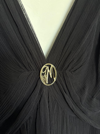 Guess by Marciano 100% silk black dress with deep v neckline, S