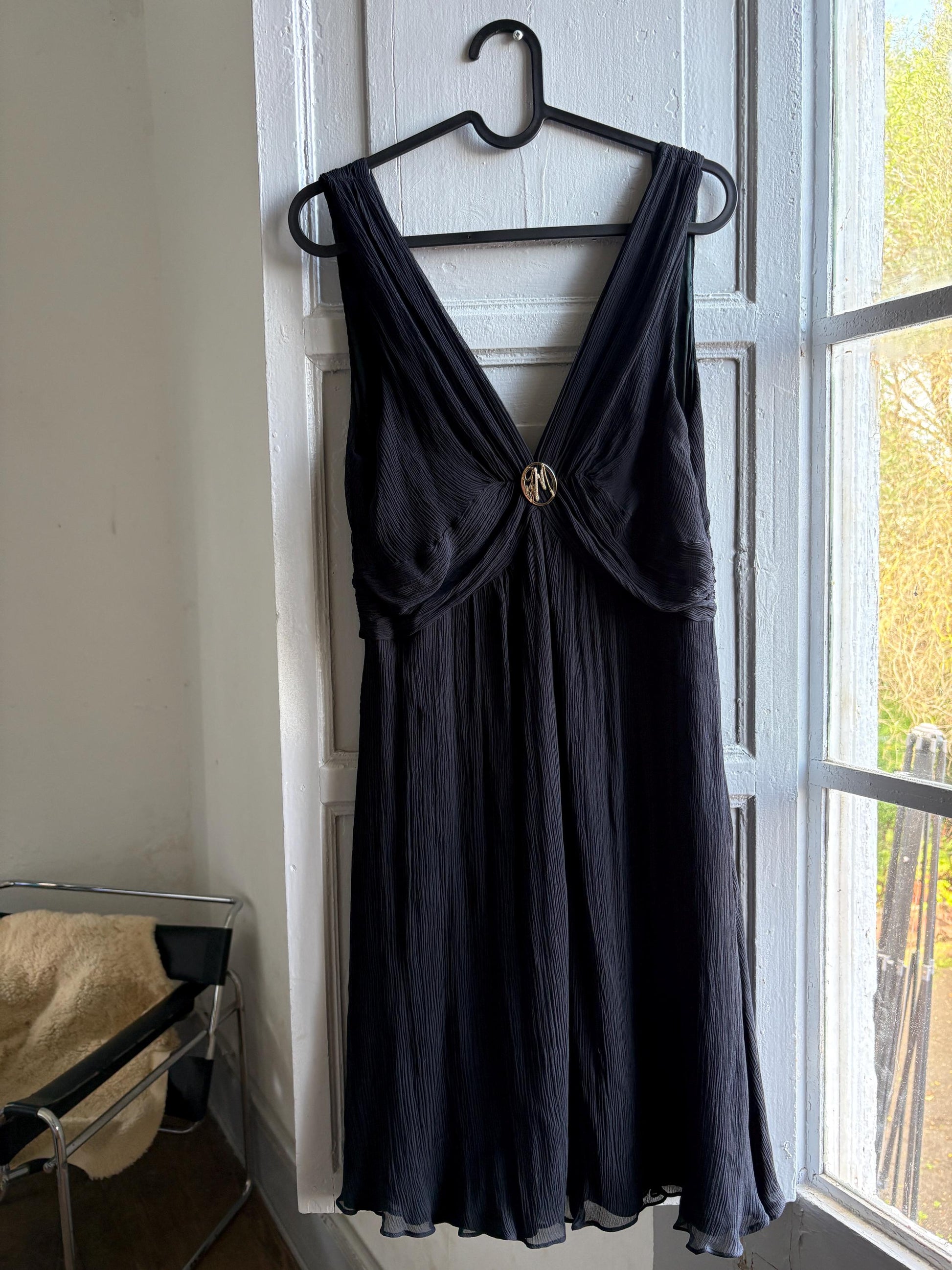 Black Silk Deep V Dress – Bohemefolk