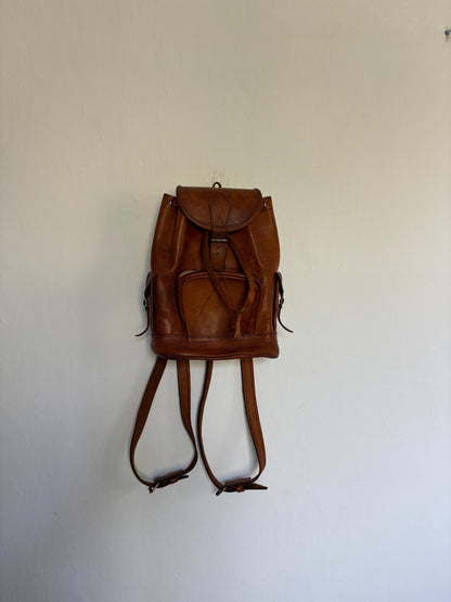Vintage Brown Leather Bohemian Backpack — detail