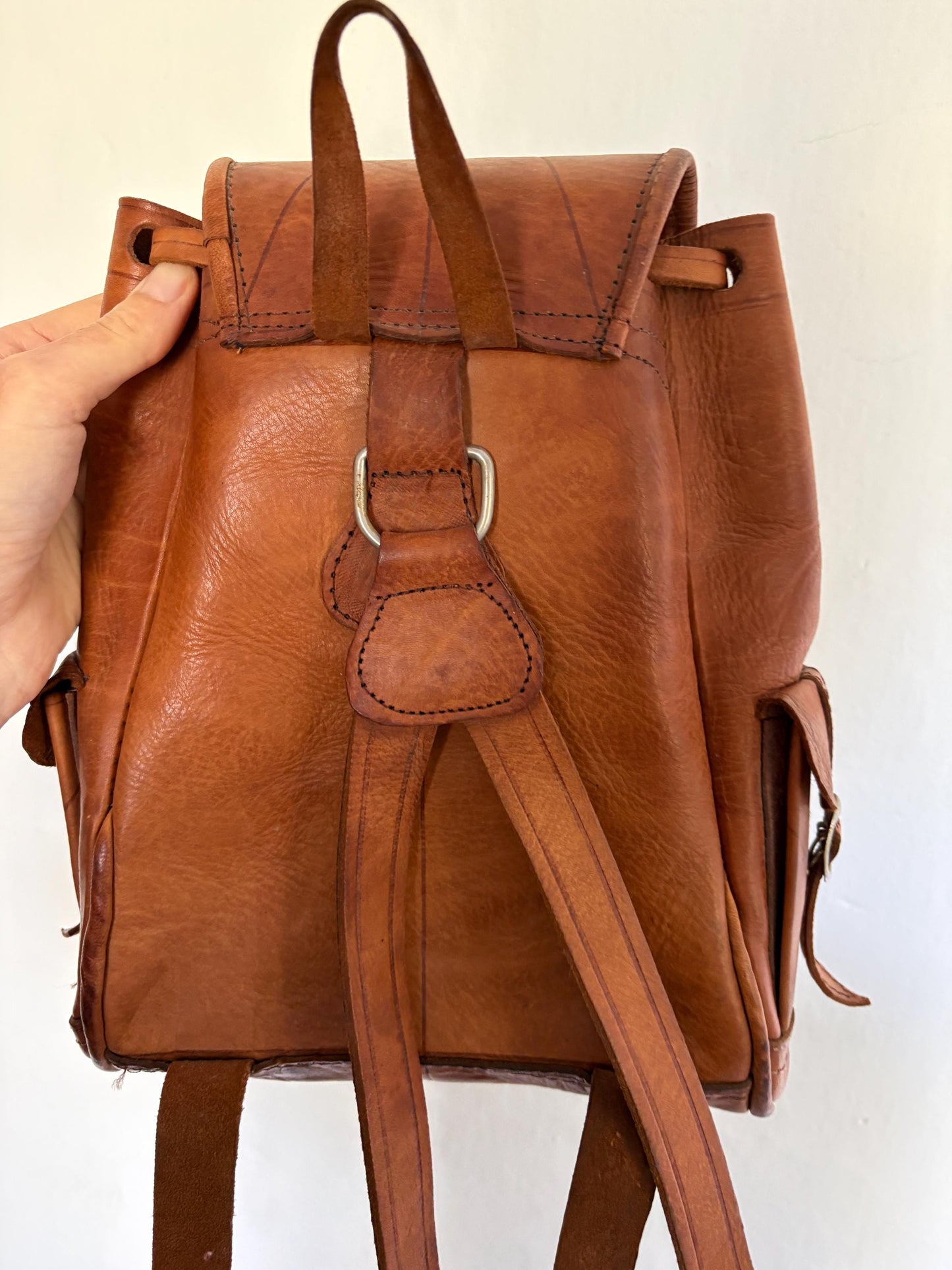 Vintage Brown Leather Bohemian Backpack — additional view 9