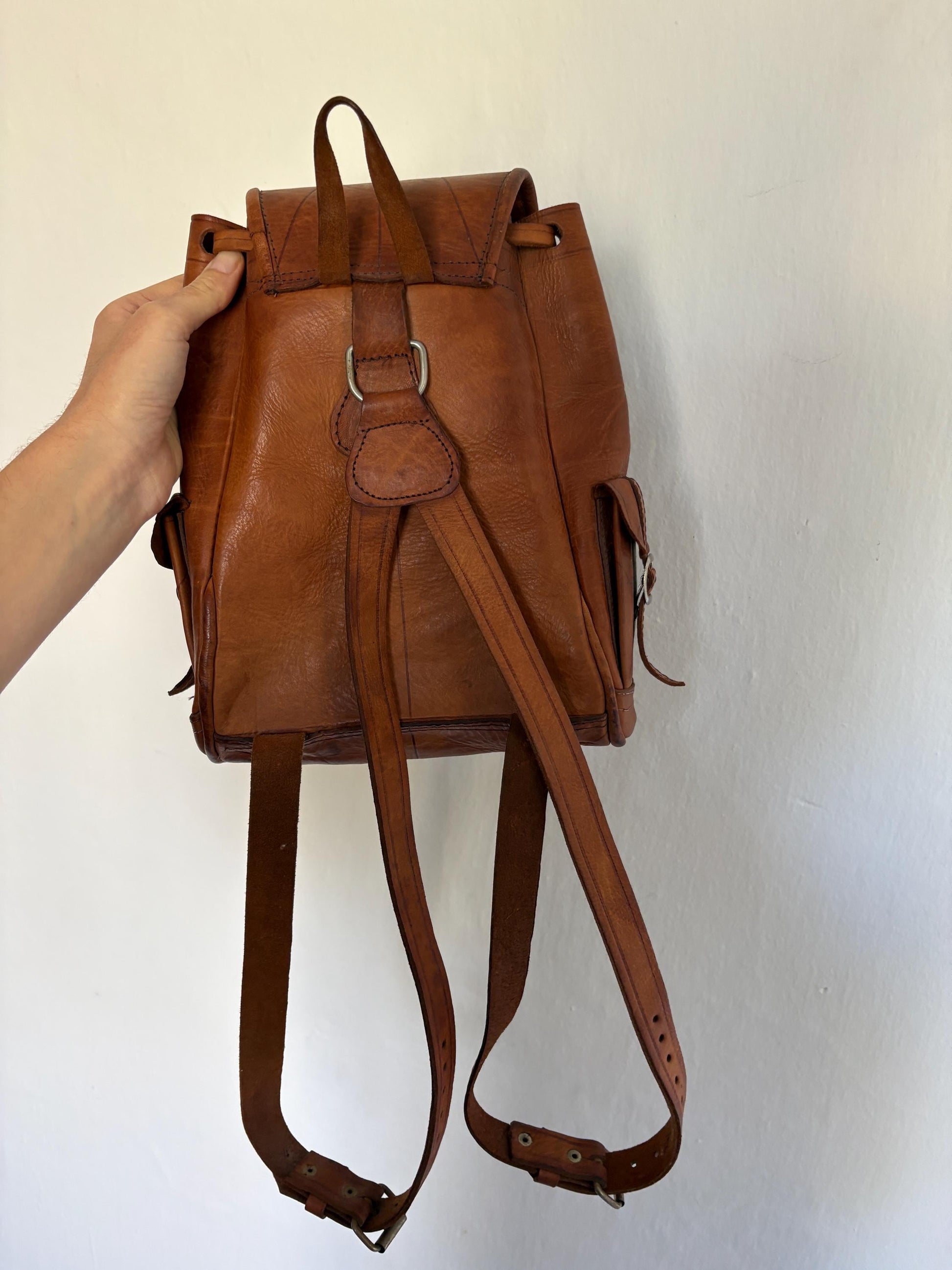 Vintage Brown Leather Bohemian Backpack — additional view 6
