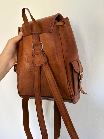 Vintage Brown Leather Bohemian Backpack — additional view 14
