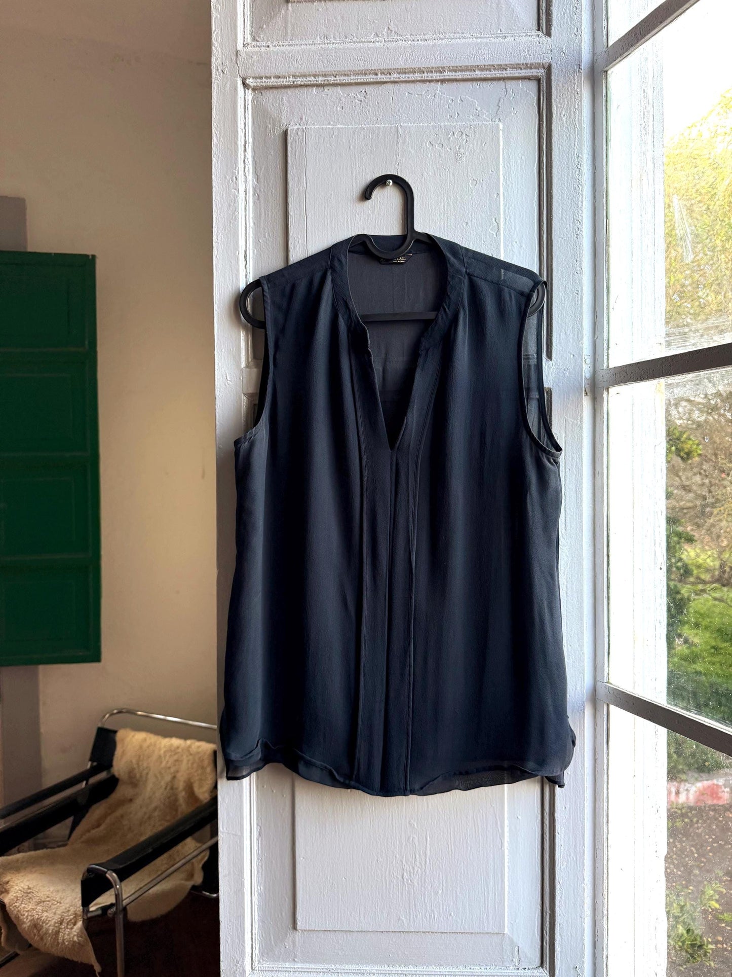 Dark Blue Sheer V-Neck Camisole