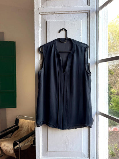 Dark Blue Sheer V-Neck Camisole