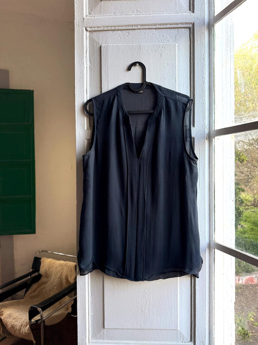 Dark Blue Sheer V-Neck Camisole
