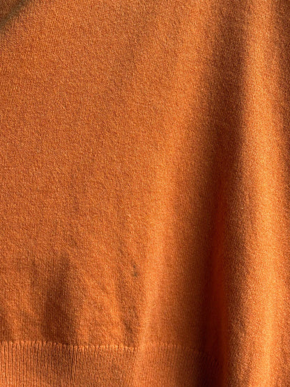Vintage Orange Lambswool V-Neck Jumper — fabric close-up