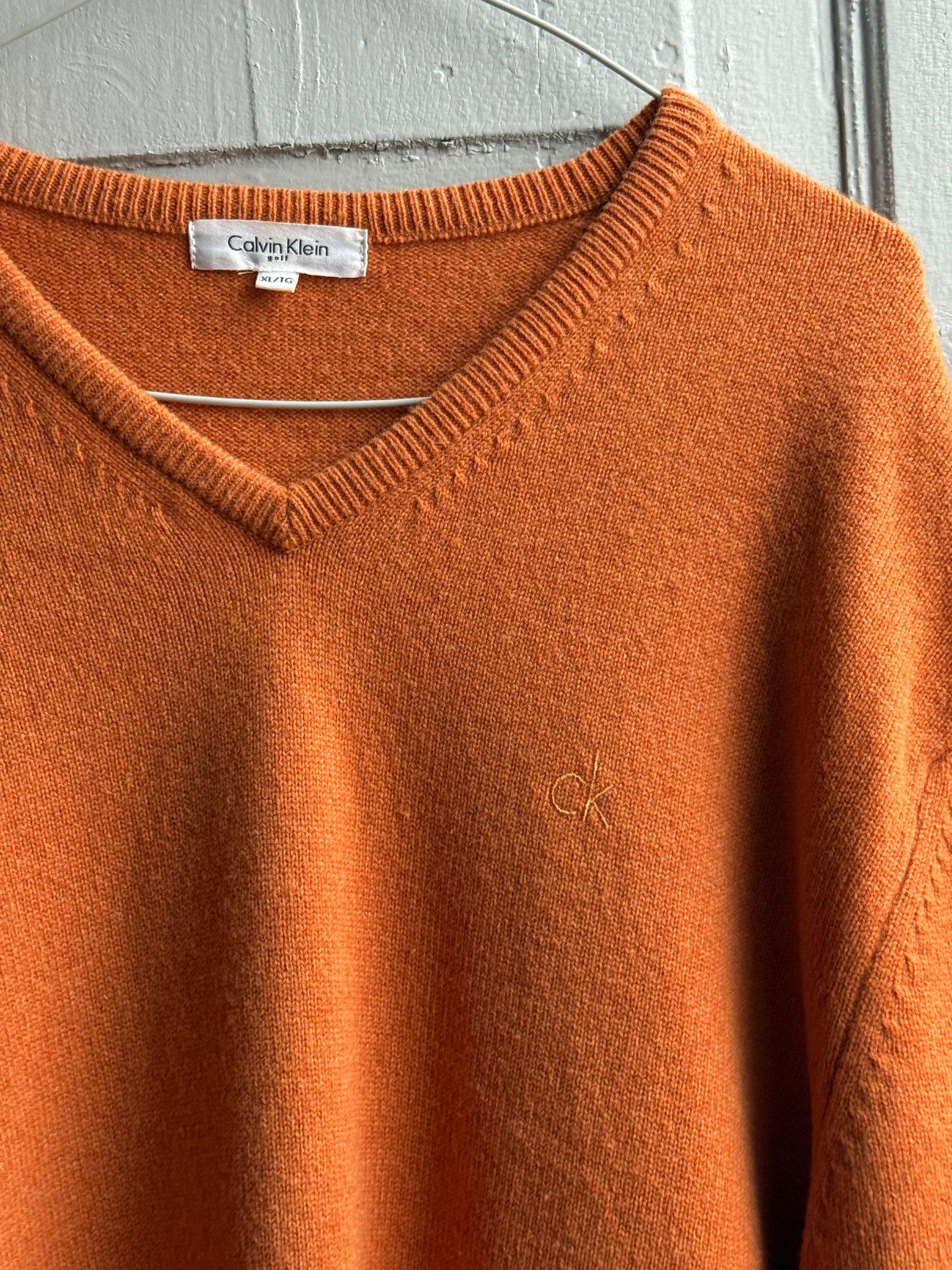 Vintage Orange Lambswool V-Neck Jumper — additional view 7