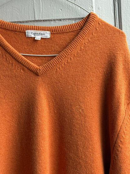 Vintage Orange Lambswool V-Neck Jumper — additional view 7