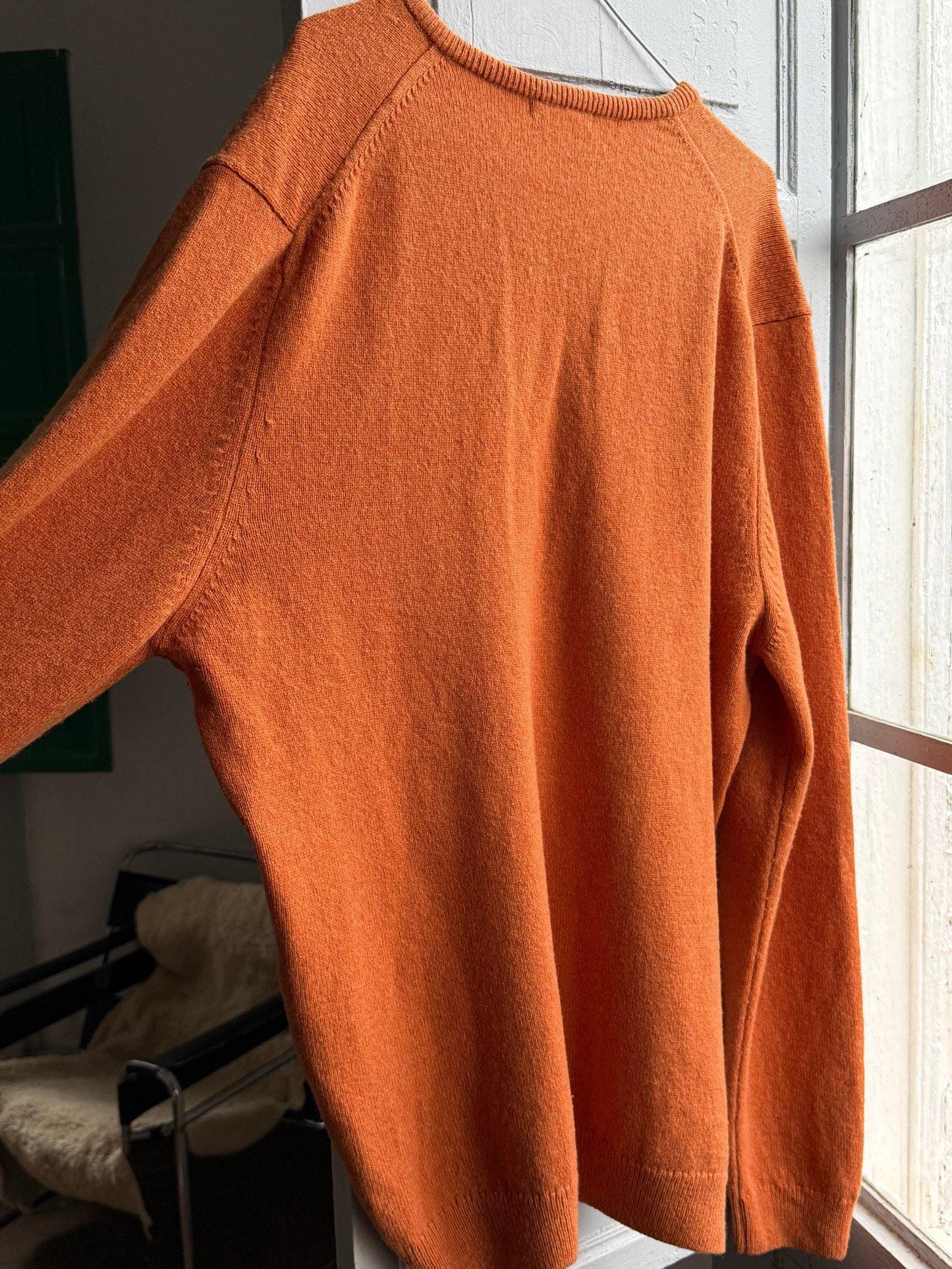 Vintage Orange Lambswool V-Neck Jumper — additional view 8