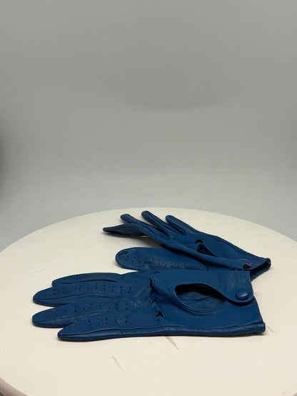 Vintage Blue Leather Driving Gloves — additional view 8