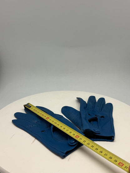 Vintage Blue Leather Driving Gloves — additional view 9
